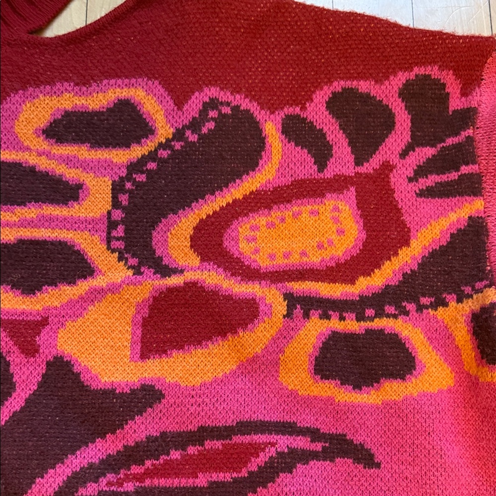 Bold Oversized Turtleneck Sweater in Pink & Red - Picture 3 of 7